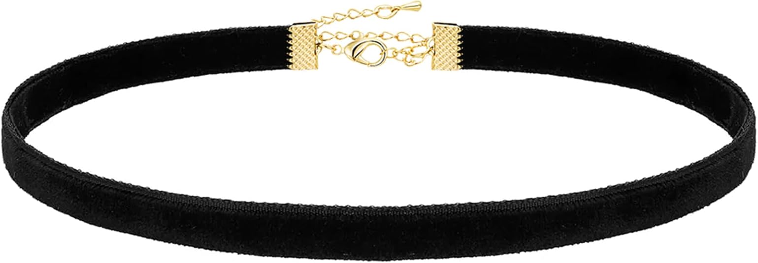 Thin Black Velvet Choker Necklaces for Women