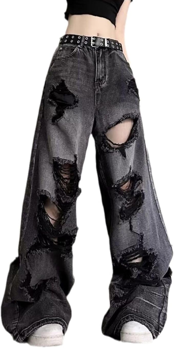 Y2K Ripped Grunge Baggy Jeans
