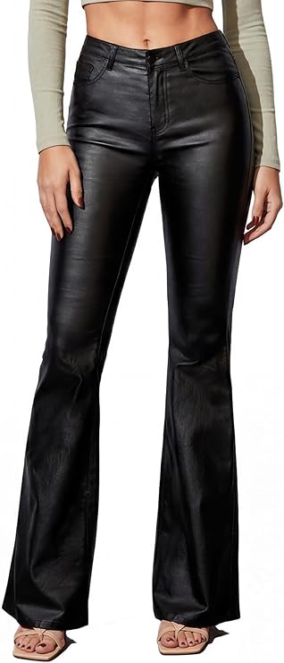 Leather Coated Flare Pants