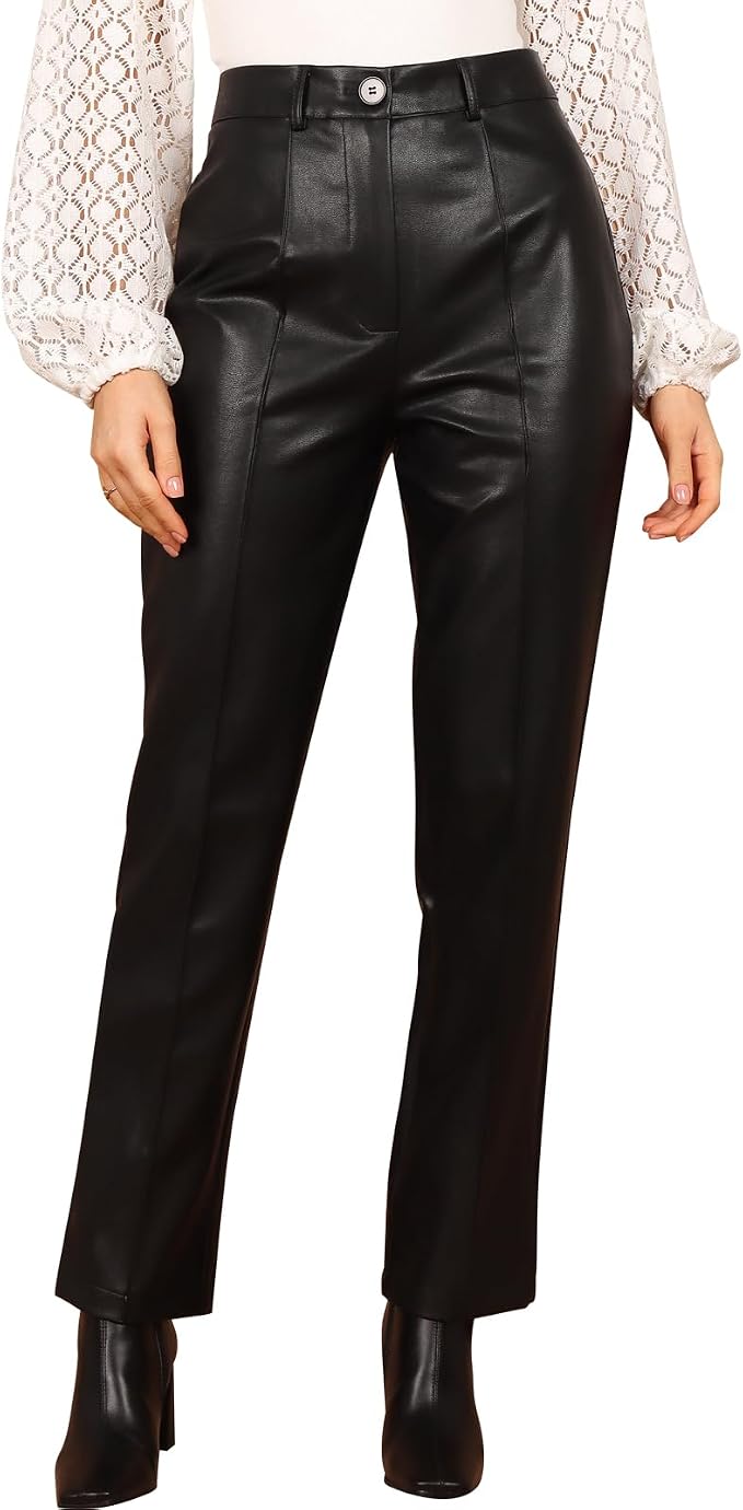 Faux Leather Straight Leg Pants