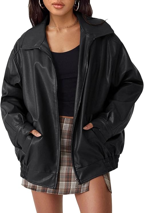 AUTOMET Women's Oversized Faux Leather