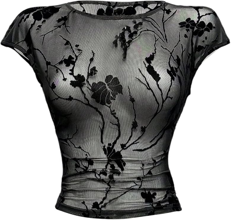 Verdusa Floral Mesh Top
