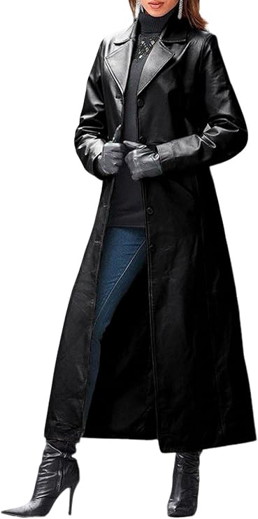 Faux Leather Trench Coat