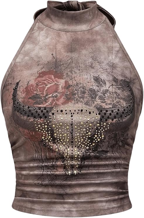 Verdusa Y2K Goth Hoodie Tank Top