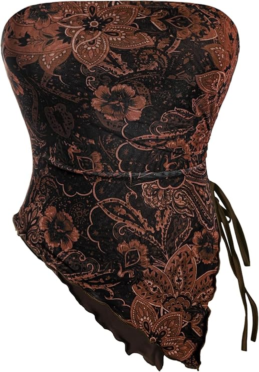 Y2k Asymmetrical Bandana Tube Tops