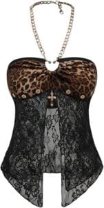 Verdusa Leopard Lace Top Y2K