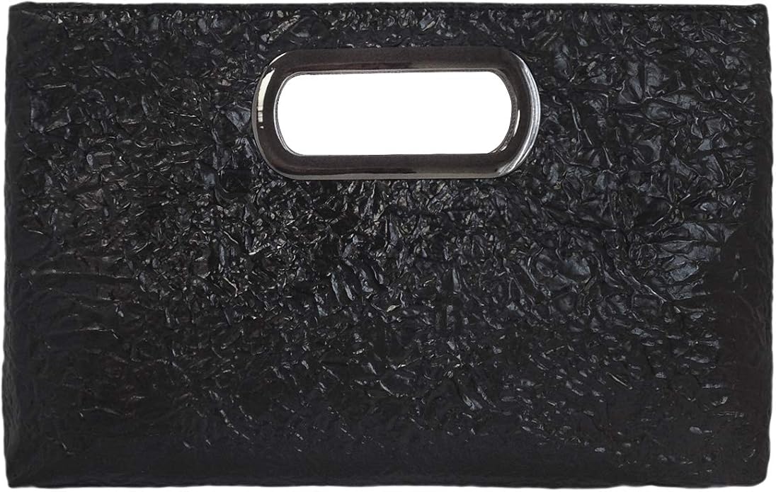 Crushed Metallic Top Handle Clutch