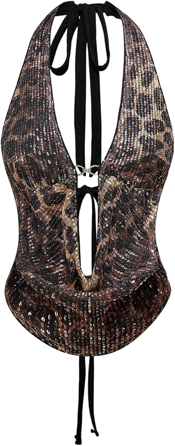 Verdusa Cheetah Sequin Top