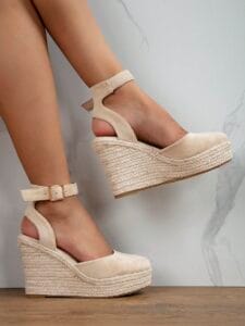 Women's Beige Wedge Sandals