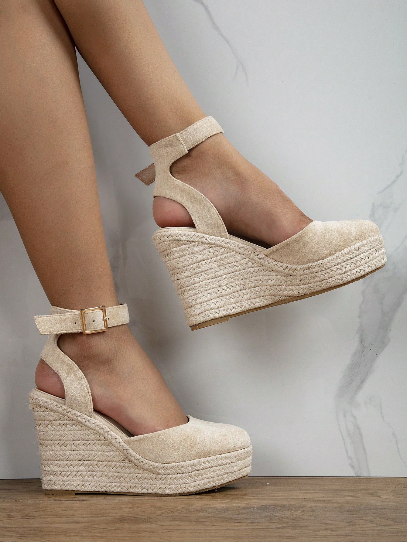 Women's Beige Wedge Sandals