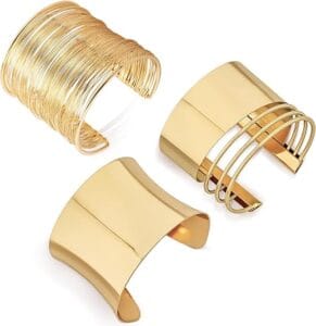 3PCS Gold Chunky Cuff Bracelets
