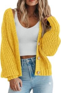 yellow Short Cardigan Sweaters