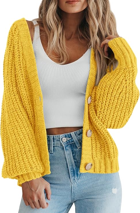yellow Short Cardigan Sweaters