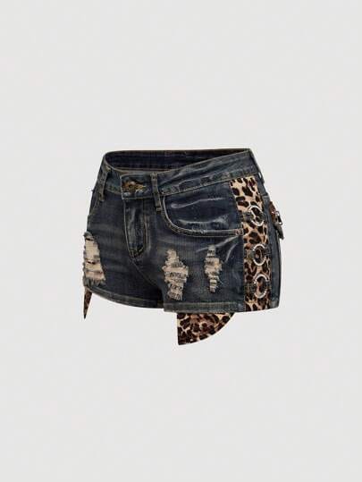 Leopard Print Super Low Waist shorts