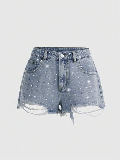 Rhinestone Denim Shorts