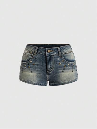 Super Low Waist Mini Denim Shorts