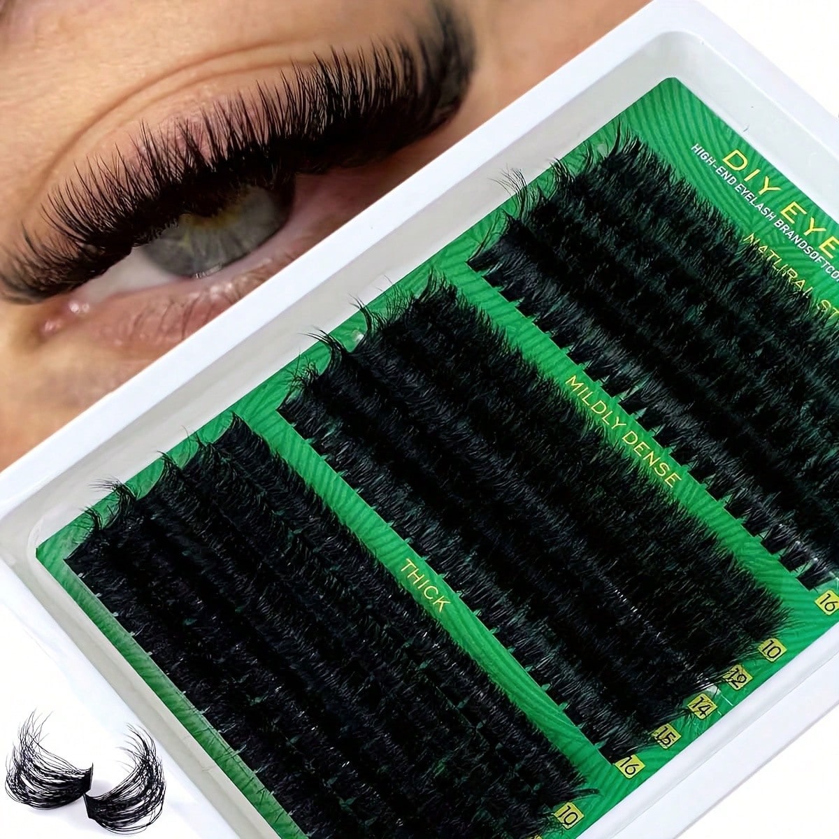 D-Curl Cluster Eyelashes with Wide Shank 