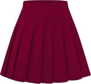 High-Waisted Pleated Burgundy Skirt