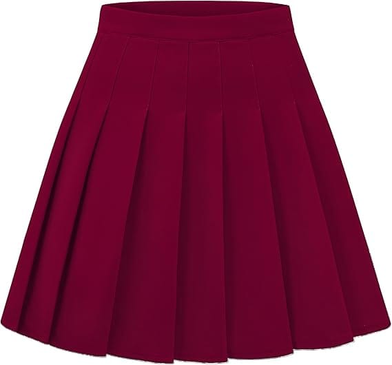 High-Waisted Pleated Burgundy Skirt