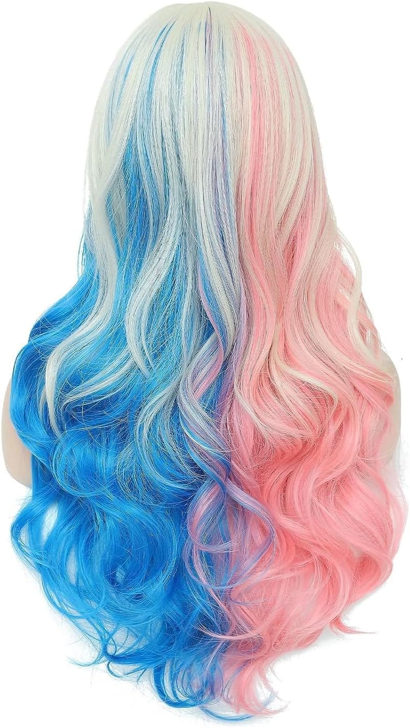 Long Pink and Blue Wavy Wigs
