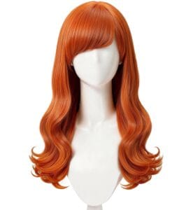 Orange Long Curly Wig Set with Bangs