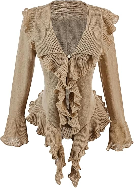 Y2k Ruffle Tops Cardigan