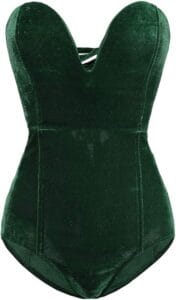 Women Strapless Velvet Bodysuit