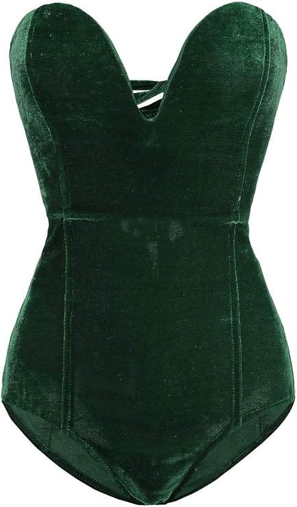 Women Strapless Velvet Bodysuit