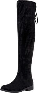 Black Synthetic Suede Over the Knee Boots