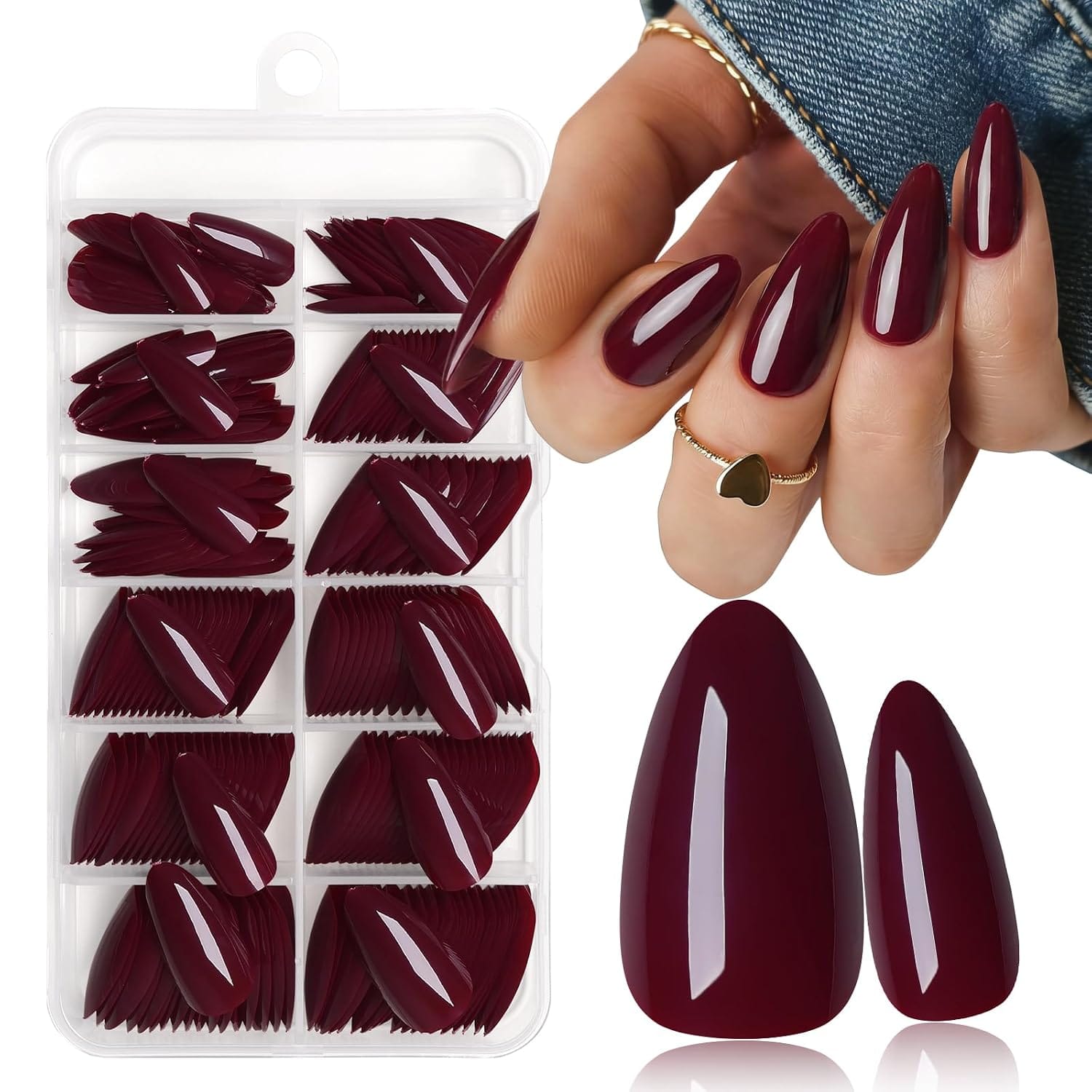 Burgundy Press on Nails