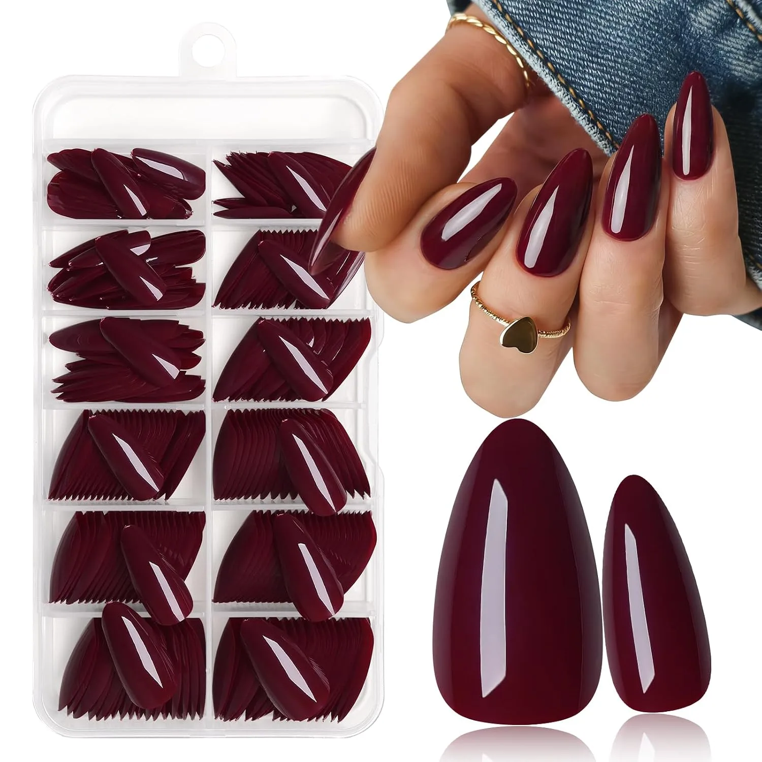 Burgundy Press on Nails