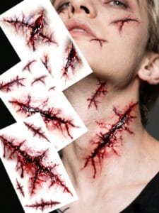 Bleeding Wound & Stitches Fake Tattoo Stickers