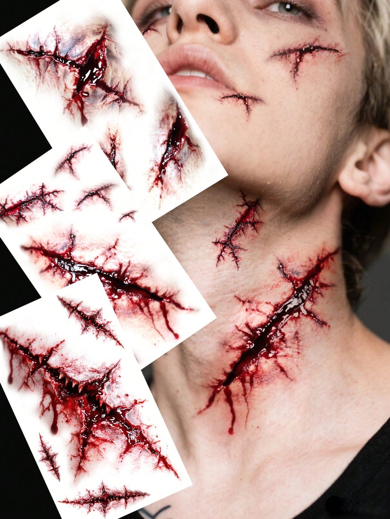 Bleeding Wound & Stitches Fake Tattoo Stickers