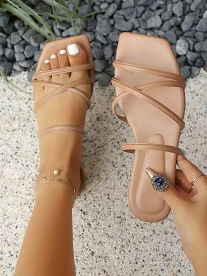 Nude flat sandals