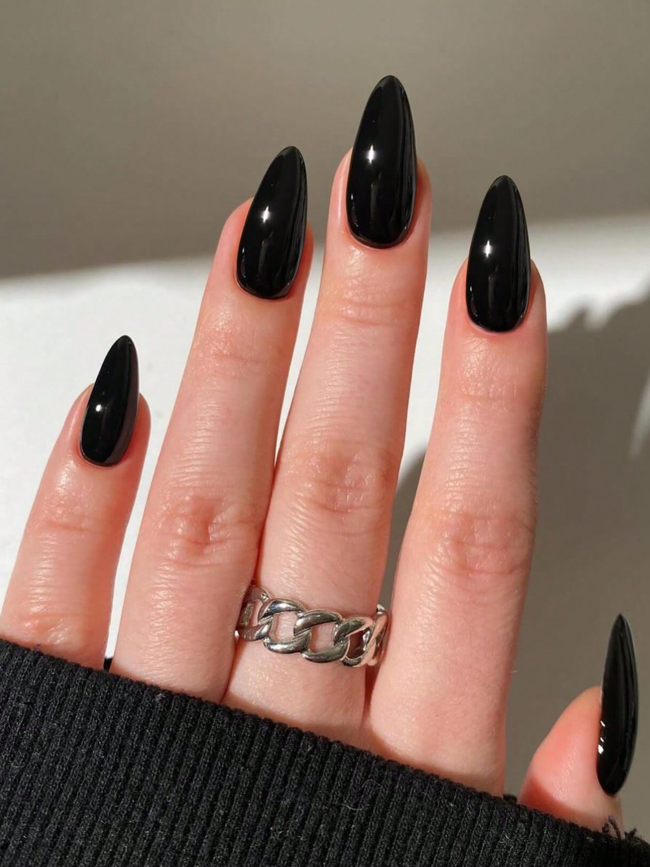 24pcs of Black Almond Nails
