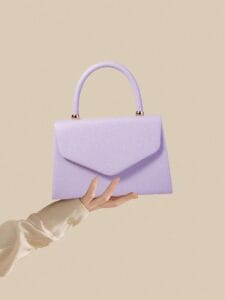 Light Purple Color Lychee Grain PU Hand Bag