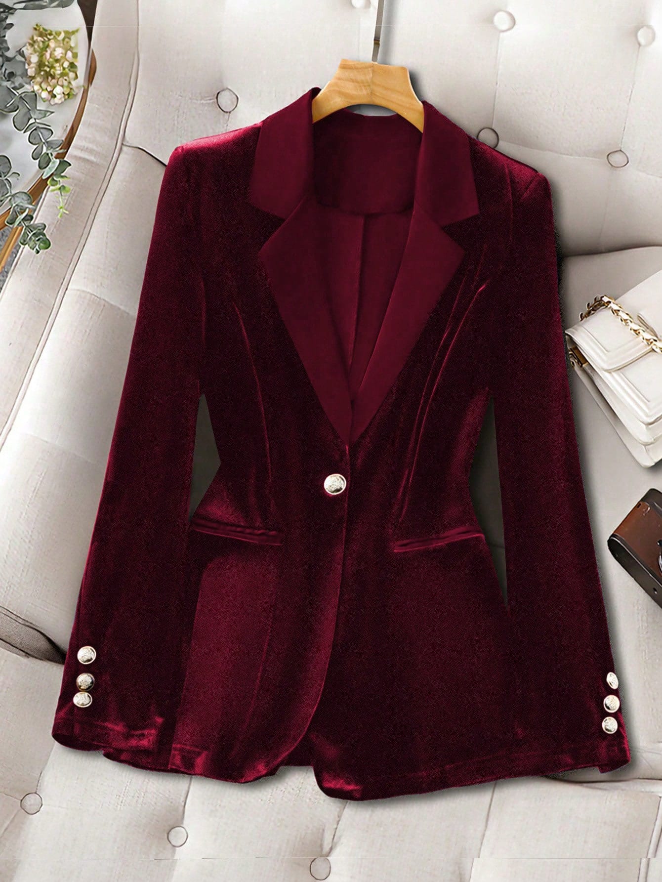 Elegant Satin Lapel Blazer