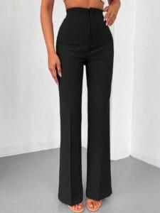 high-waisted straight-leg trousers