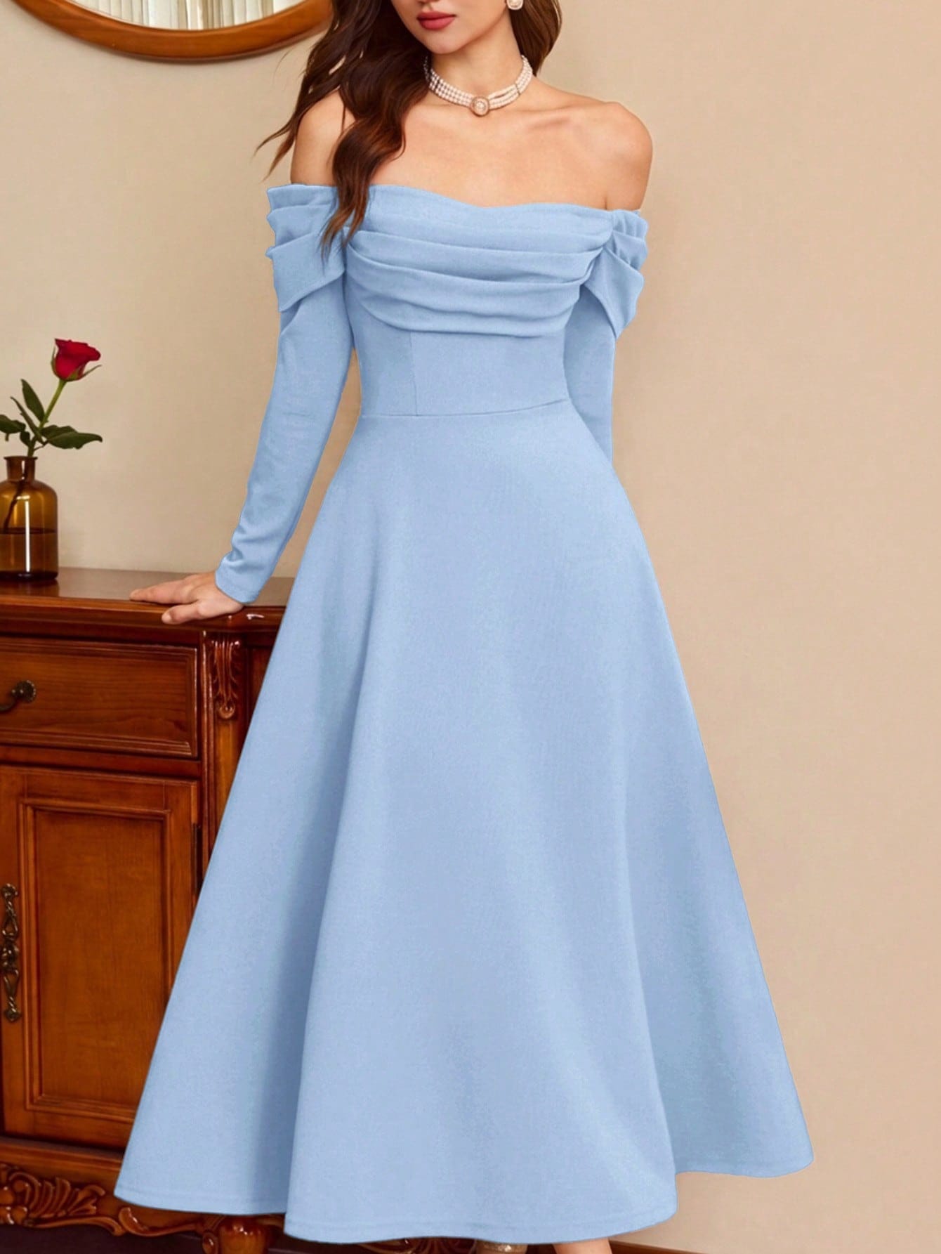 Light Blue Vintage Dress with Pockets