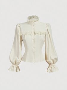 Laced Blouse with Puff Sleeves