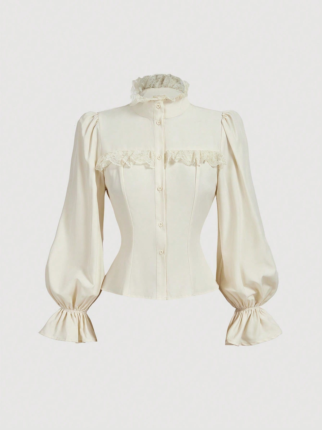 Laced Blouse with Puff Sleeves