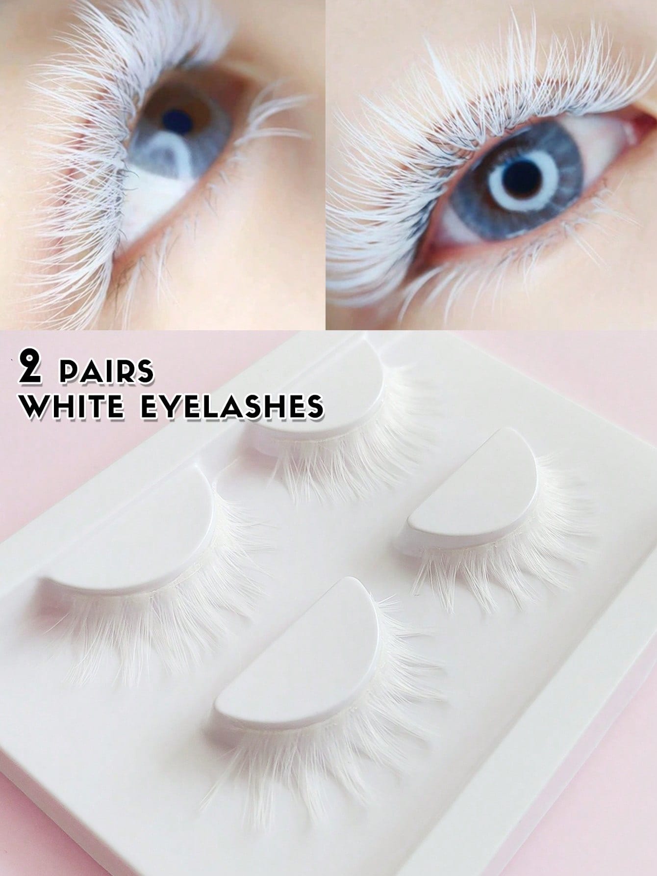 2 Pairs of White False Eyelashes