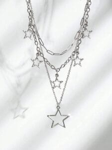 3 Pieces Gothic Style Hollow Star Pendant Necklace Set