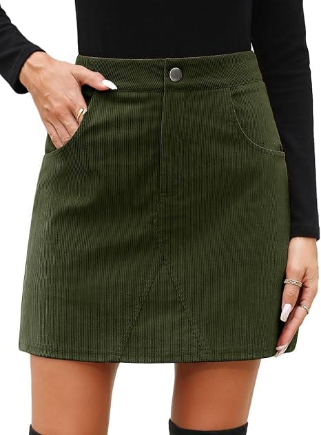 green Corduroy Mini Skirt