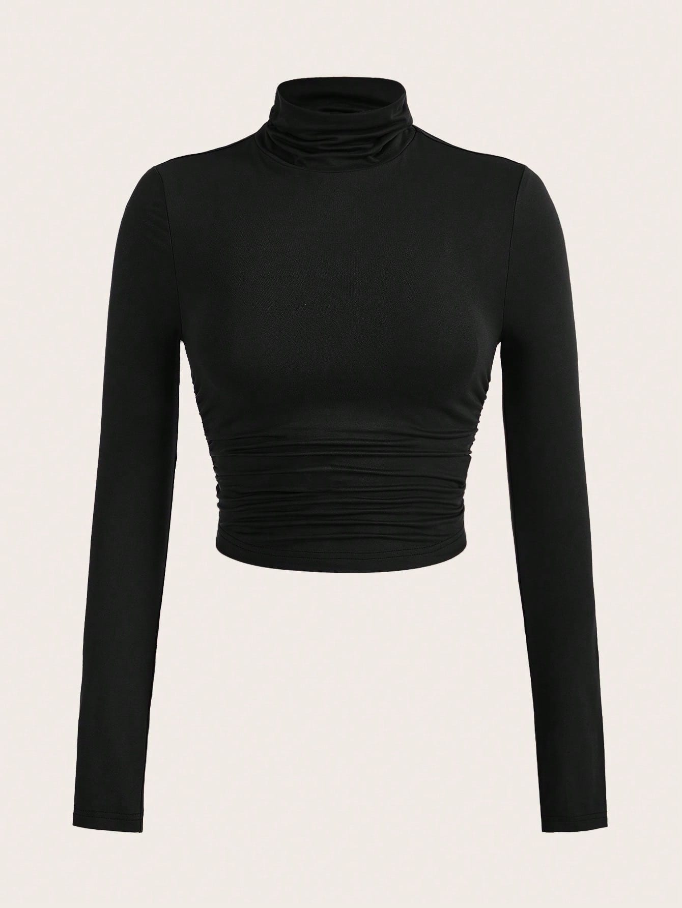 Black Ruffled High Neck Sweater