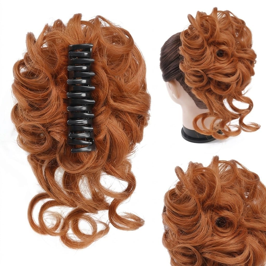 women's wavy and curly hair bun