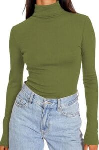 High Neck Long Sleeve olive Top